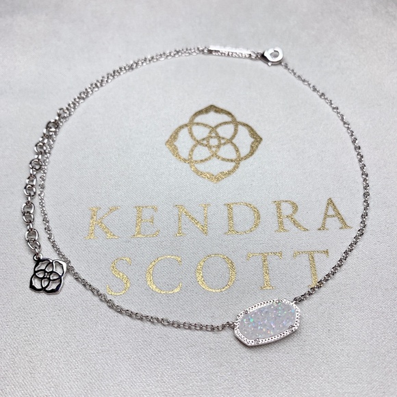 New Kendra Scott Elisa Silver Iridescent Drusy - Picture 3 of 7